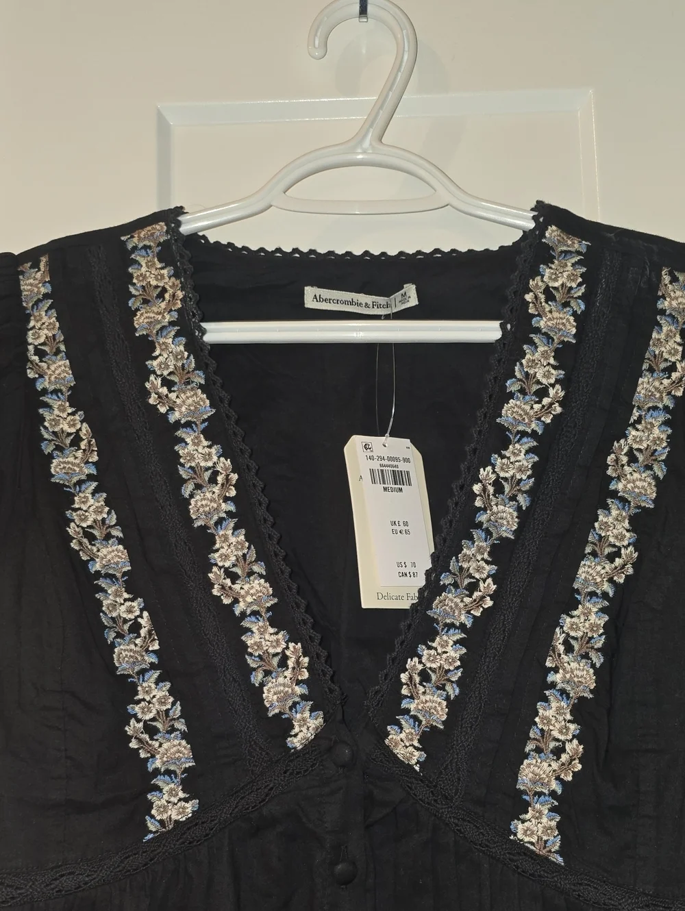A&F Puff Sleeve Button-Through Top